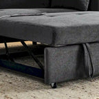Divano Letto Estraibile Nero, Recliner 3-in-1, 2 Posti