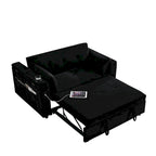 Divano Letto Estraibile Nero, Recliner 3-in-1, 2 Posti