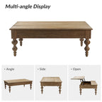 Tavolino da caffè sollevabile Natural / Acorn con vano portaoggetti, Legno massello e MDF