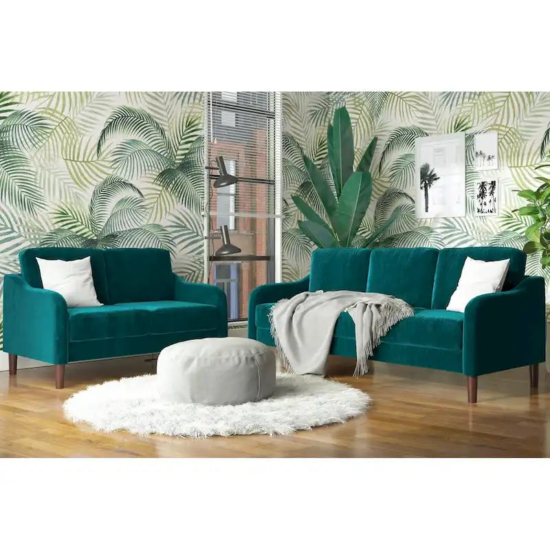 Divano a 3 posti in velluto verde/grigio, stile moderno, 3 posti a sedere