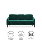 Divano a 3 posti in velluto verde/grigio, stile moderno, 3 posti a sedere
