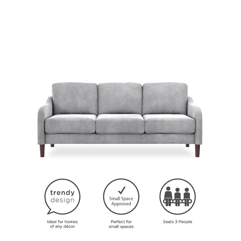 Divano a 3 posti in velluto verde/grigio, stile moderno, 3 posti a sedere