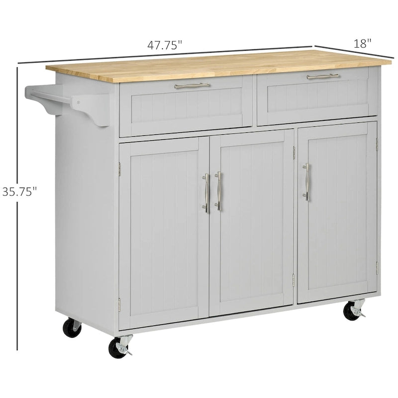 Carrello da cucina su ruote nero/bianco/grigio con cassetti, armadietti e portasciugamani