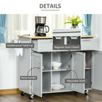 Carrello da cucina su ruote nero/bianco/grigio con cassetti, armadietti e portasciugamani