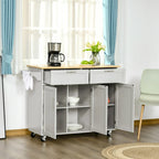 Carrello da cucina su ruote nero/bianco/grigio con cassetti, armadietti e portasciugamani