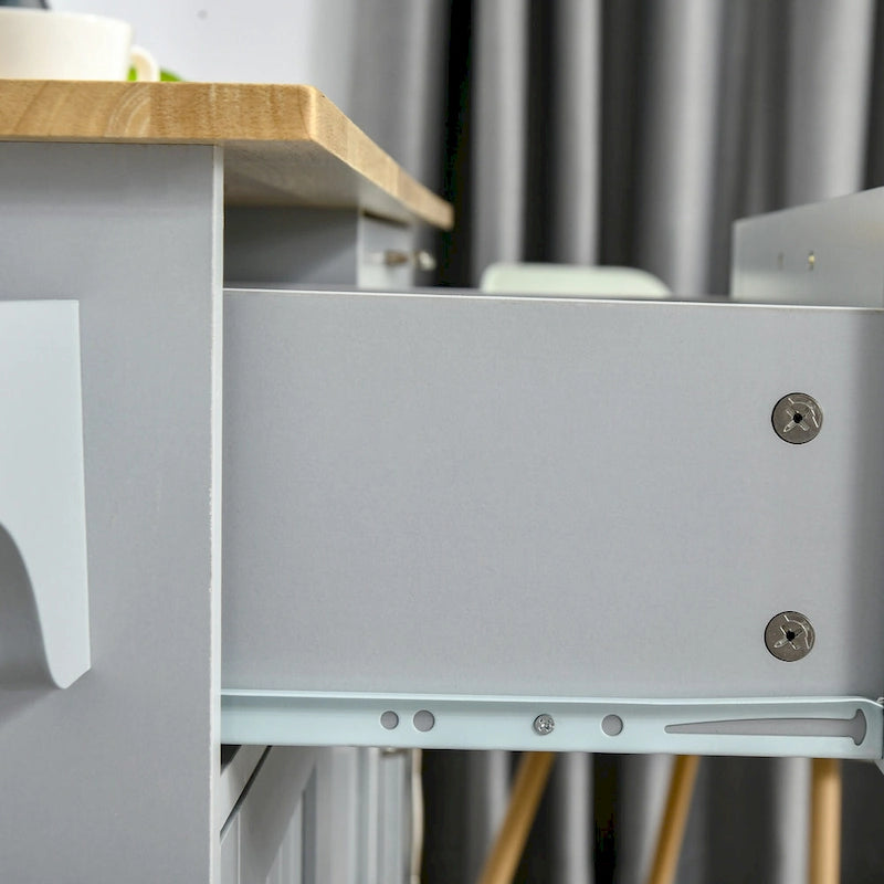 Carrello da cucina su ruote nero/bianco/grigio con cassetti, armadietti e portasciugamani
