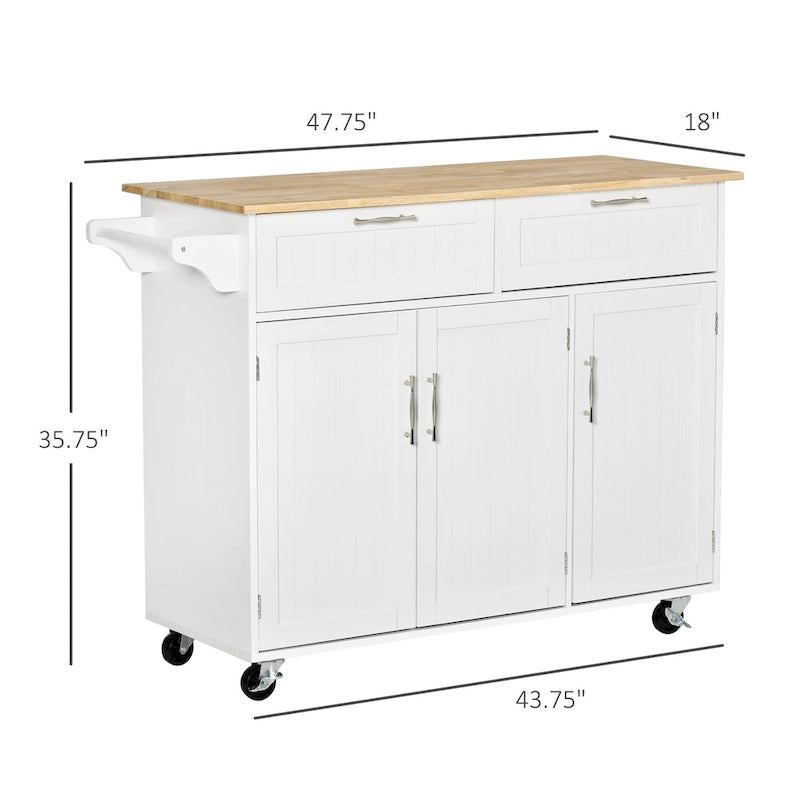 Carrello da cucina su ruote nero/bianco/grigio con cassetti, armadietti e portasciugamani