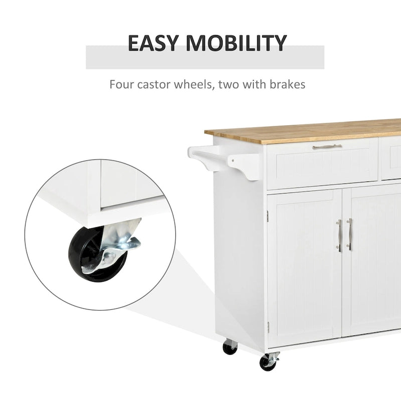 Carrello da cucina su ruote nero/bianco/grigio con cassetti, armadietti e portasciugamani