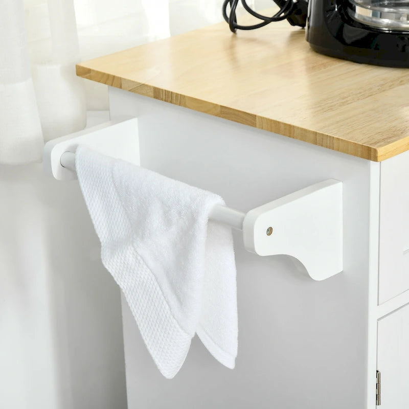 Carrello da cucina su ruote nero/bianco/grigio con cassetti, armadietti e portasciugamani