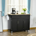 Carrello da cucina su ruote nero/bianco/grigio con cassetti, armadietti e portasciugamani