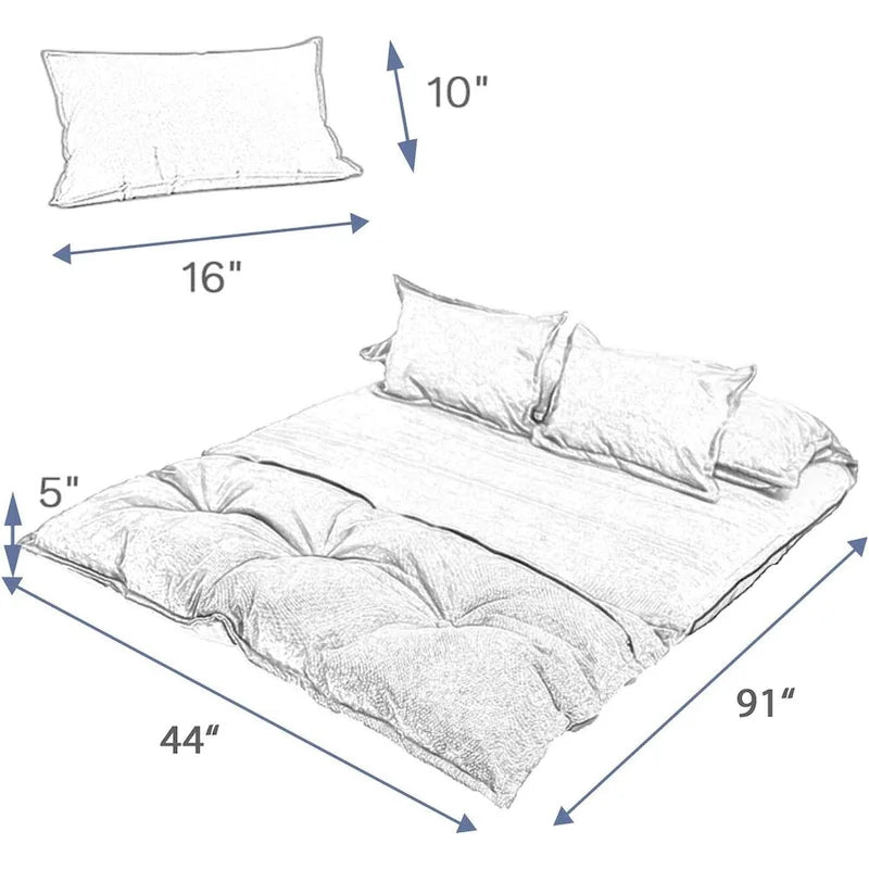 Divano Letto Pieghevole Grigio/Marrone con 2 Cuscini, per 1–2 Persone