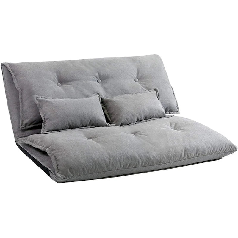 Divano Letto Pieghevole Grigio/Marrone con 2 Cuscini, per 1–2 Persone