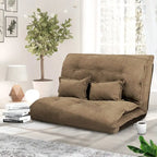 Divano Letto Pieghevole Grigio/Marrone con 2 Cuscini, per 1–2 Persone
