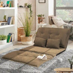 Divano Letto Pieghevole Grigio/Marrone con 2 Cuscini, per 1–2 Persone