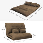 Divano Letto Pieghevole Grigio/Marrone con 2 Cuscini, per 1–2 Persone
