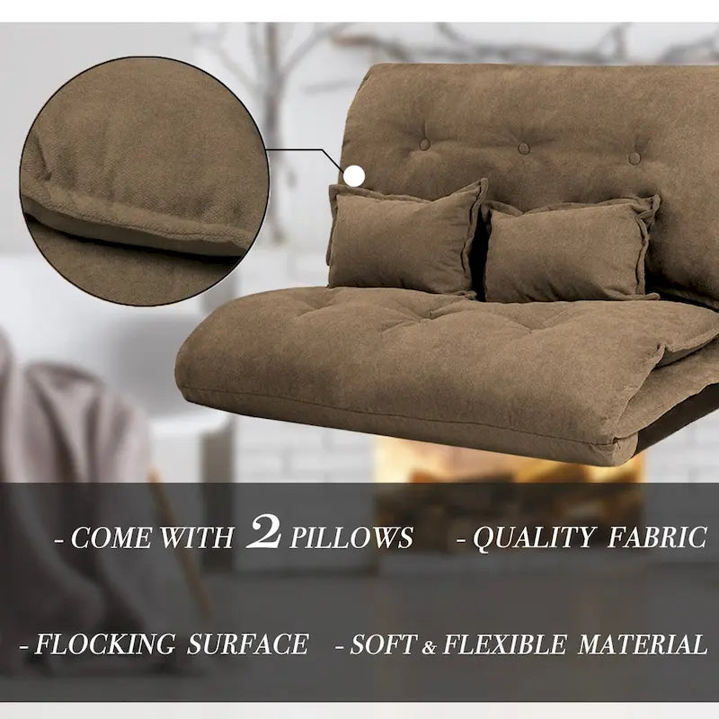 Divano Letto Pieghevole Grigio/Marrone con 2 Cuscini, per 1–2 Persone