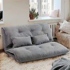 Divano Letto Pieghevole Grigio/Marrone con 2 Cuscini, per 1–2 Persone