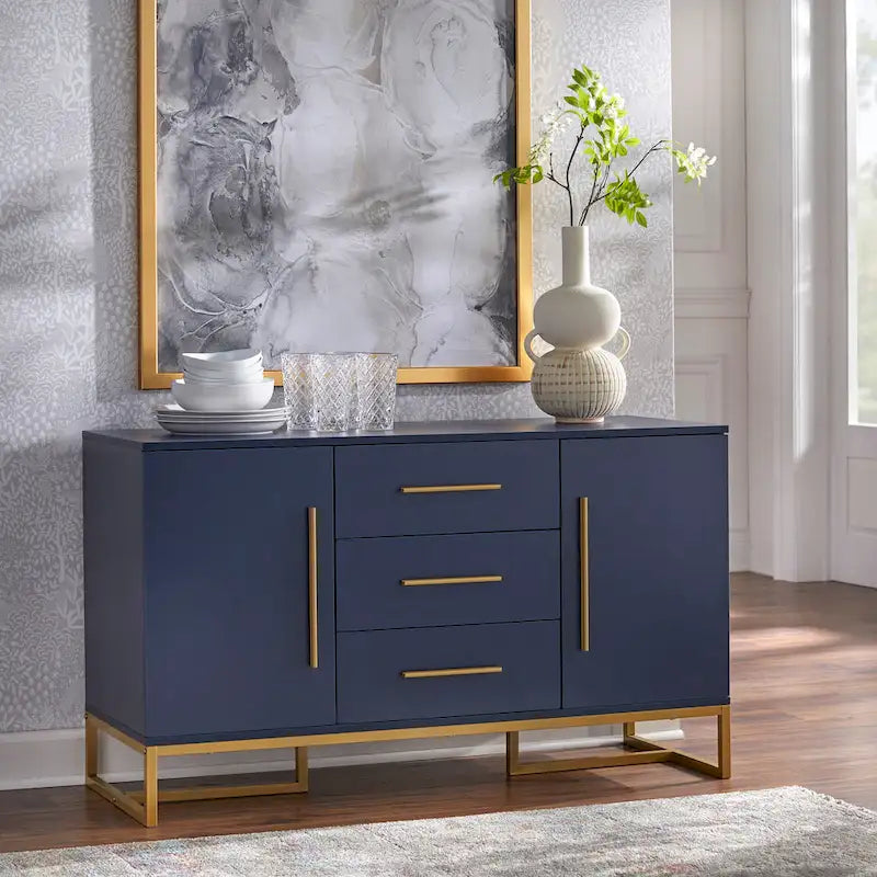 Madia moderna bianca/blu indaco con gambe a slitta – 1 unità
