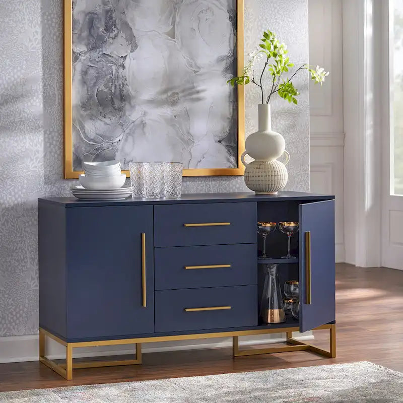 Madia moderna bianca/blu indaco con gambe a slitta – 1 unità