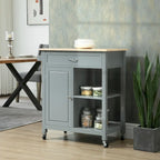 Carrello da Cucina su Ruote con Spazio Contenitore, Grigio / Nero / Bianco, per Uso Domestico