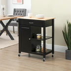 Carrello da Cucina su Ruote con Spazio Contenitore, Grigio / Nero / Bianco, per Uso Domestico
