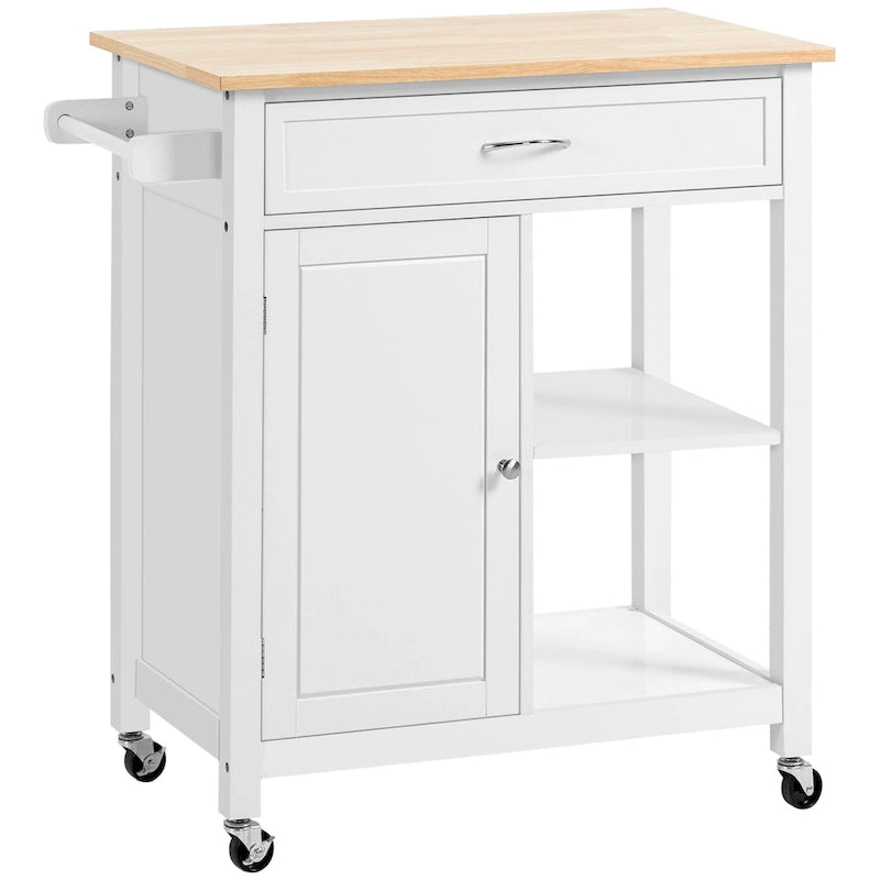 Carrello da Cucina su Ruote con Spazio Contenitore, Grigio / Nero / Bianco, per Uso Domestico