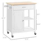 Carrello da Cucina su Ruote con Spazio Contenitore, Grigio / Nero / Bianco, per Uso Domestico