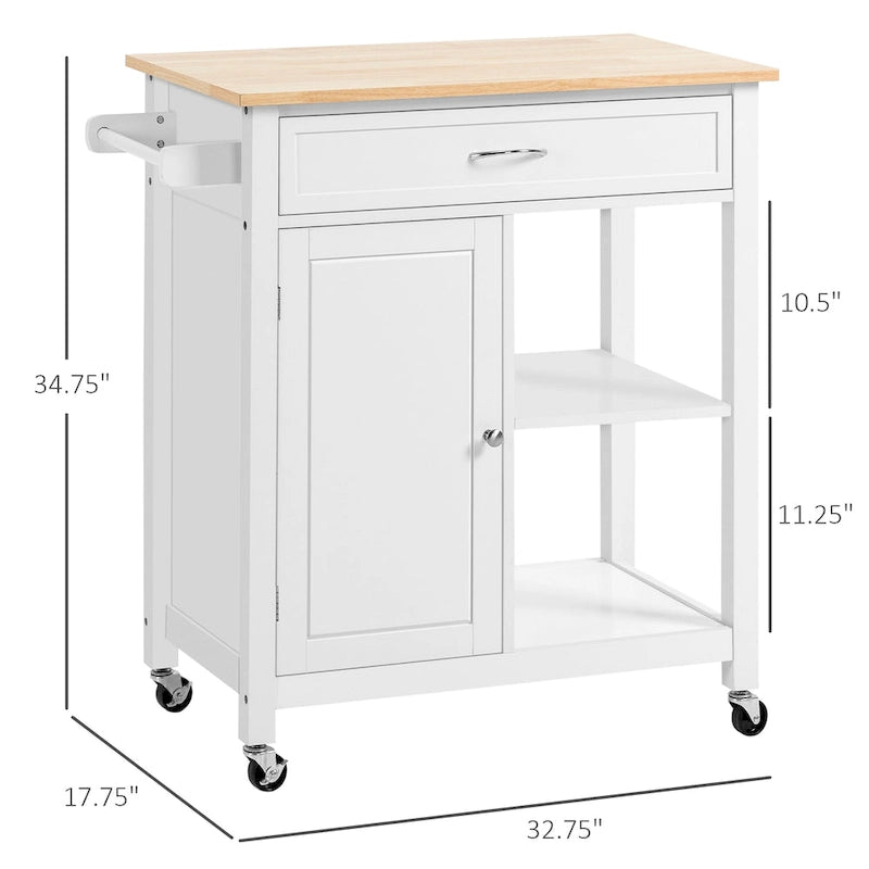 Carrello da Cucina su Ruote con Spazio Contenitore, Grigio / Nero / Bianco, per Uso Domestico