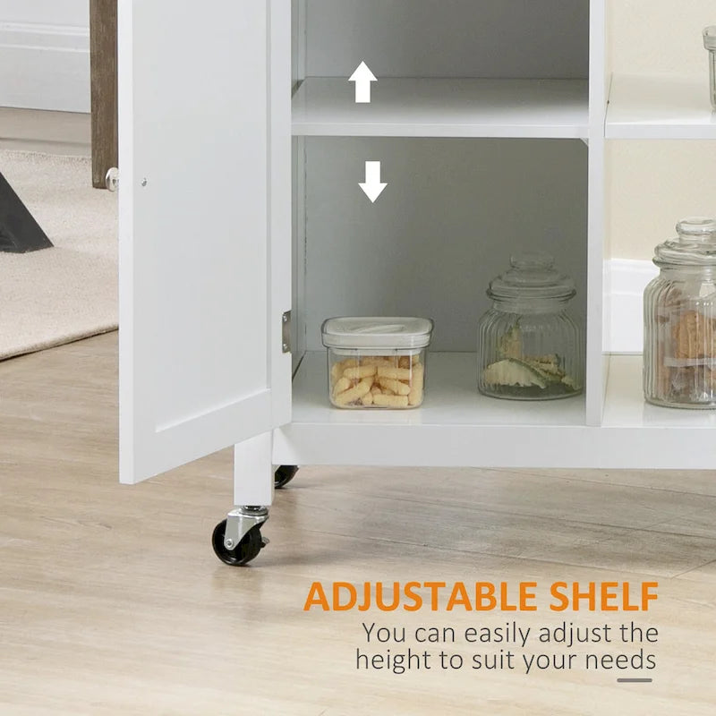 Carrello da Cucina su Ruote con Spazio Contenitore, Grigio / Nero / Bianco, per Uso Domestico