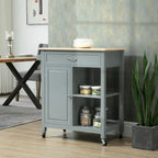 Carrello da Cucina su Ruote con Spazio Contenitore, Grigio / Nero / Bianco, per Uso Domestico