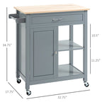 Carrello da Cucina su Ruote con Spazio Contenitore, Grigio / Nero / Bianco, per Uso Domestico