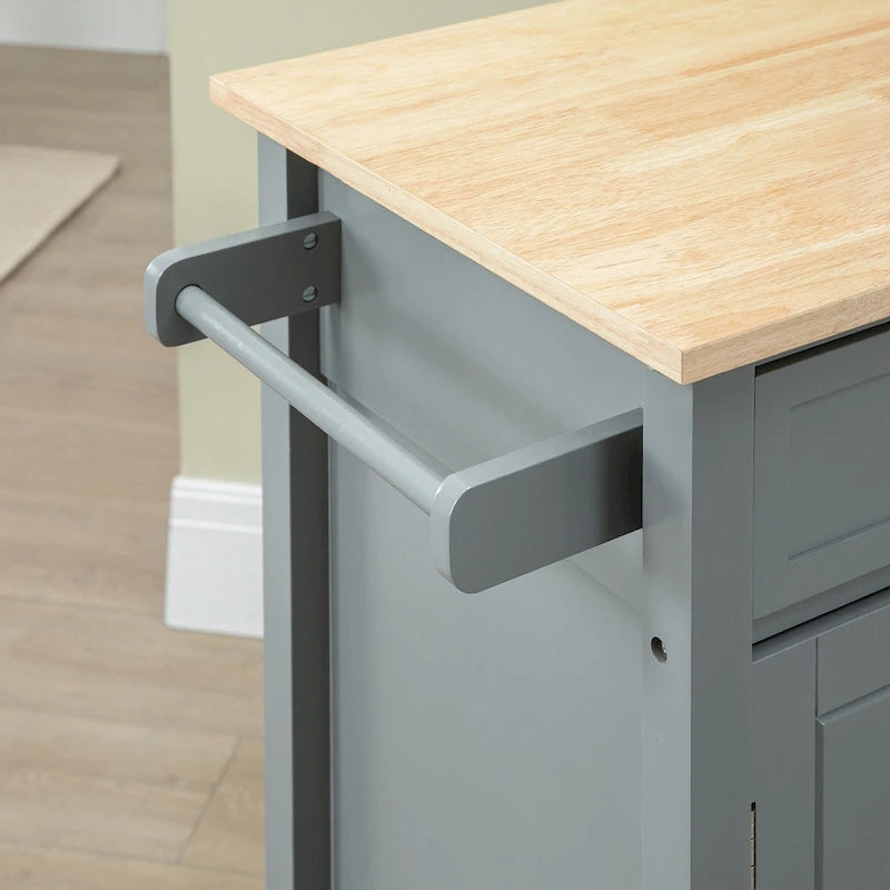 Carrello da Cucina su Ruote con Spazio Contenitore, Grigio / Nero / Bianco, per Uso Domestico