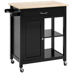 Carrello da Cucina su Ruote con Spazio Contenitore, Grigio / Nero / Bianco, per Uso Domestico