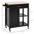 Carrello da Cucina su Ruote con Spazio Contenitore, Grigio / Nero / Bianco, per Uso Domestico