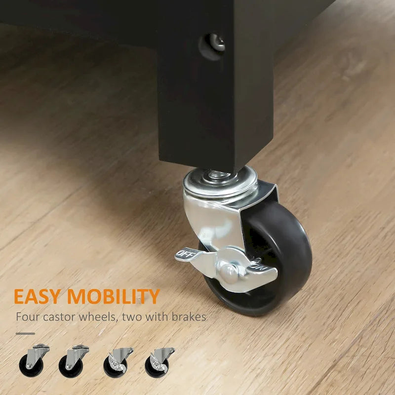 Carrello da Cucina su Ruote con Spazio Contenitore, Grigio / Nero / Bianco, per Uso Domestico
