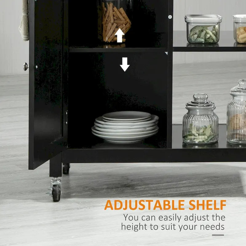 Carrello da Cucina su Ruote con Spazio Contenitore, Grigio / Nero / Bianco, per Uso Domestico
