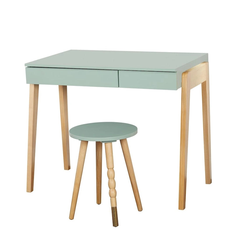 Scrivania e sgabello per bambini bianchi/verdi/grigio antracite, 1 persona