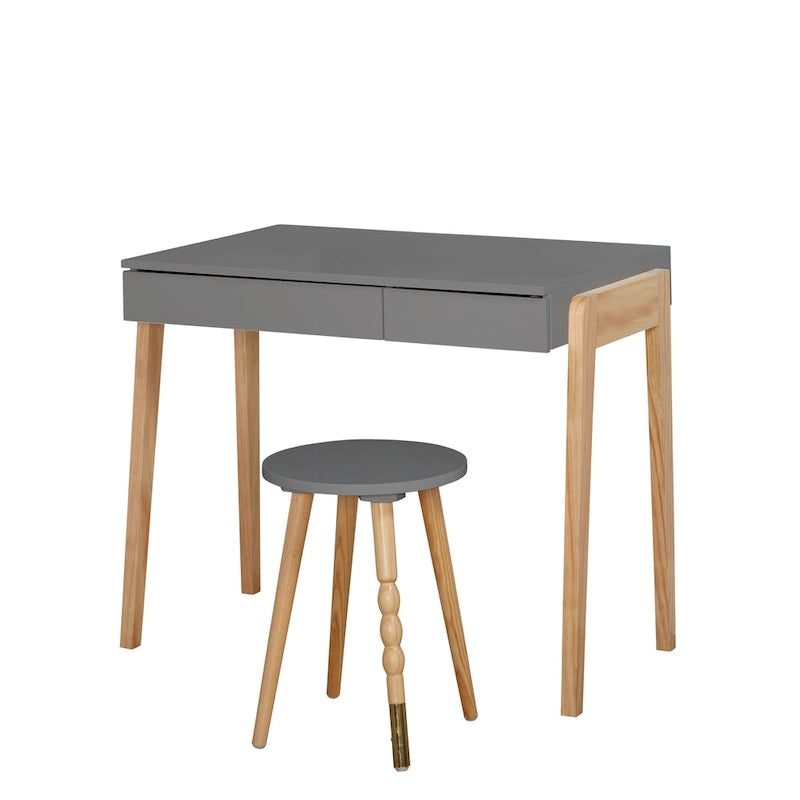 Scrivania e sgabello per bambini bianchi/verdi/grigio antracite, 1 persona