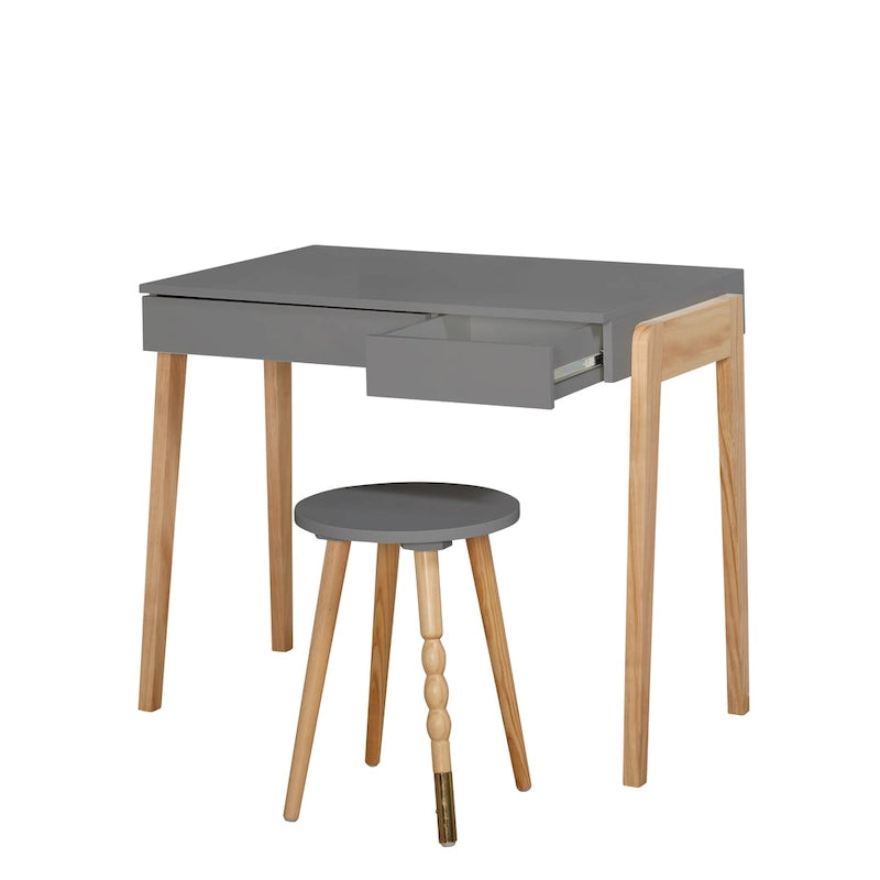 Scrivania e sgabello per bambini bianchi/verdi/grigio antracite, 1 persona