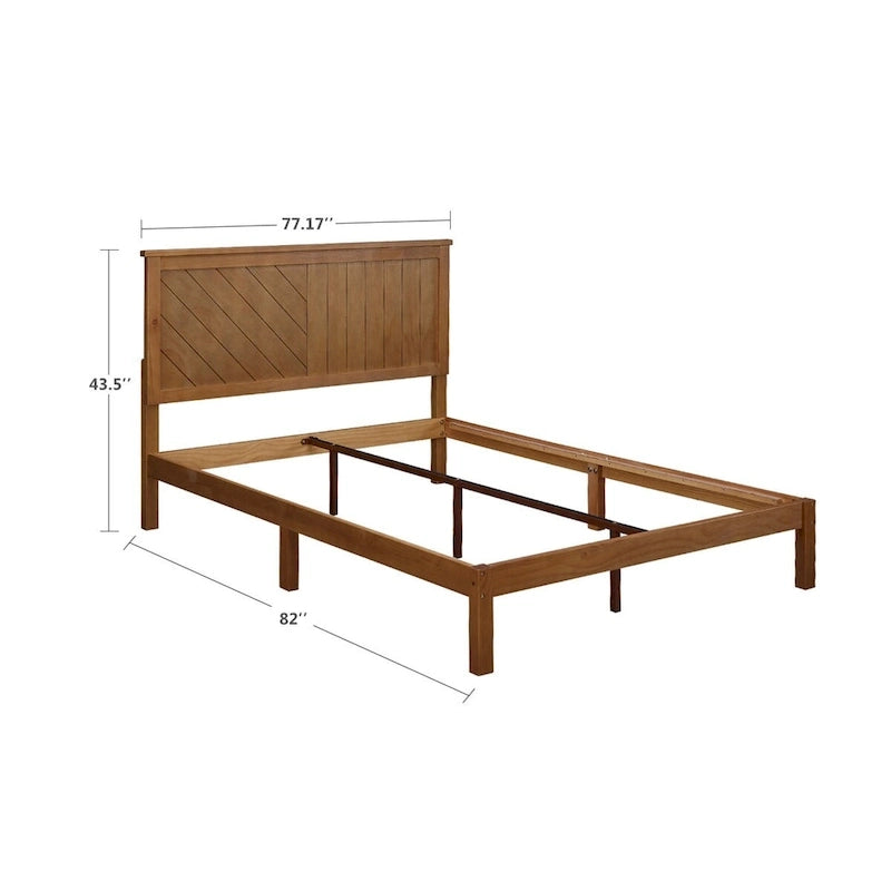 Letto a piattaforma in legno massiccio di pino rustico – Singolo / Piazza e mezza / Matrimoniale / King, Per 1-2 persone