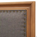 Letto Queen imbottito grigio/beige per 1-2 persone, stile rustico con borchie