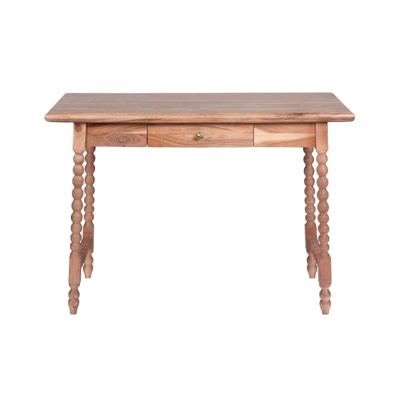Delisle Mid-Century 1-Drawer Acacia Writing Desk, Light Brown