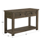Tavolino consolle da divano da 48", ciliegio marrone/grigio antico, 2 cassetti, 1 ripiano