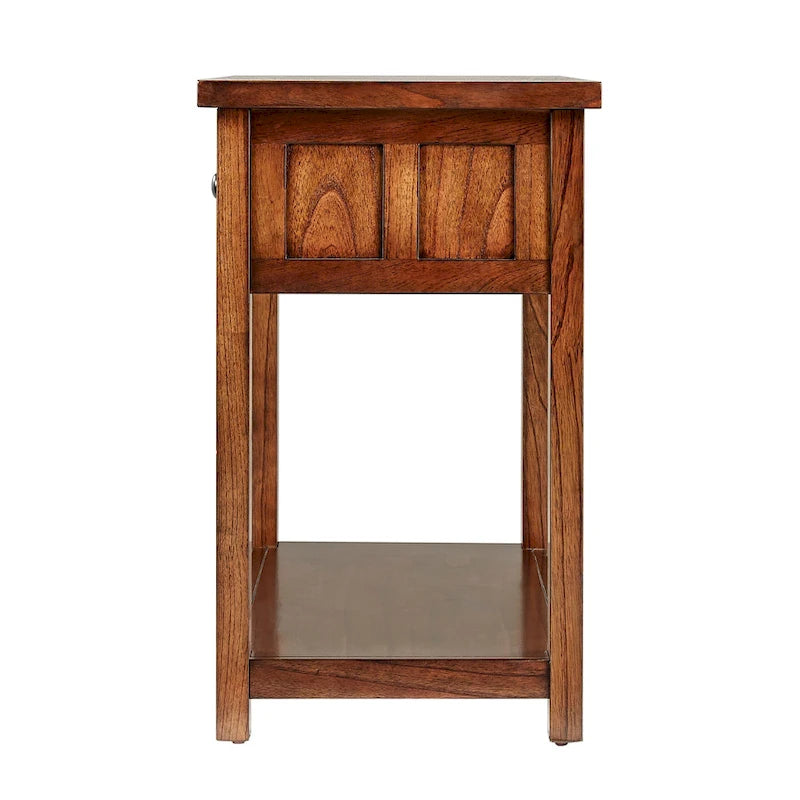 Tavolino consolle da divano da 48", ciliegio marrone/grigio antico, 2 cassetti, 1 ripiano