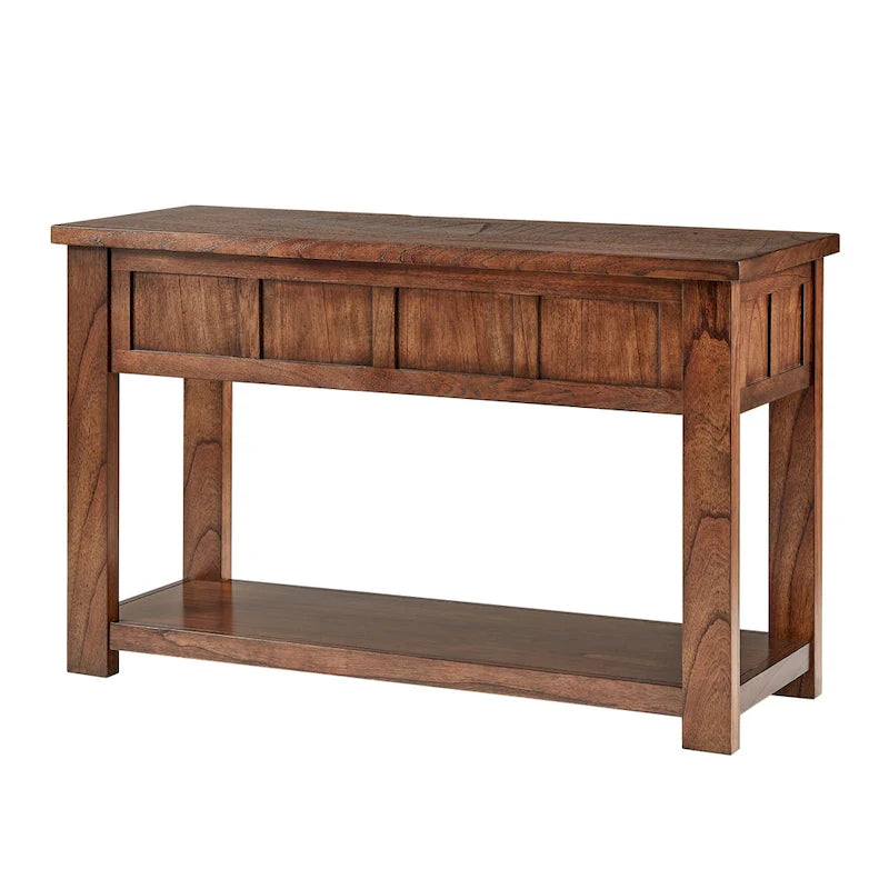 Tavolino consolle da divano da 48", ciliegio marrone/grigio antico, 2 cassetti, 1 ripiano