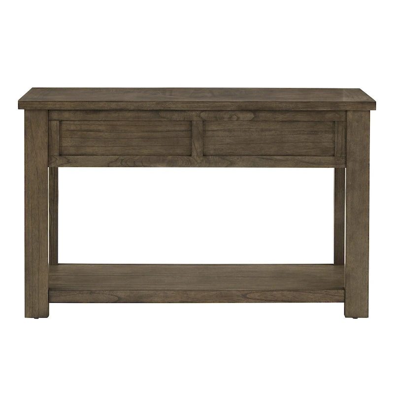 Tavolino consolle da divano da 48", ciliegio marrone/grigio antico, 2 cassetti, 1 ripiano