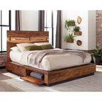 Letto a piattaforma per 2 persone con contenitore Smokey Walnut e Coffee Bean