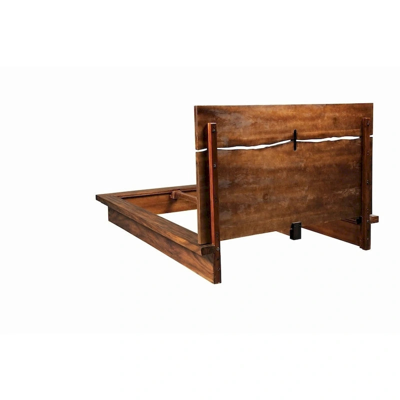 Letto a piattaforma per 2 persone con contenitore Smokey Walnut e Coffee Bean