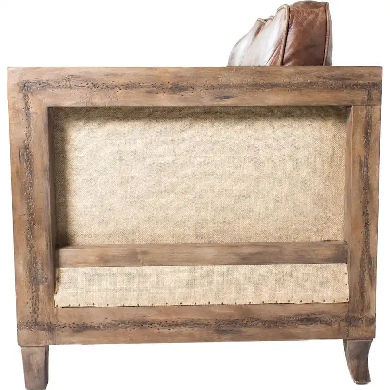 Divano a 3 posti in pelle pieno fiore marrone vintage