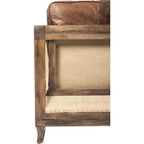Divano a 3 posti in pelle pieno fiore marrone vintage